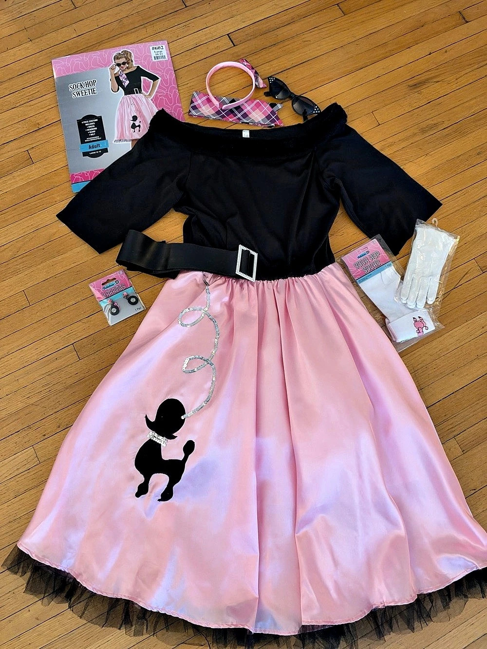 Sock Hop Sweetie Costume Pink & Black- large